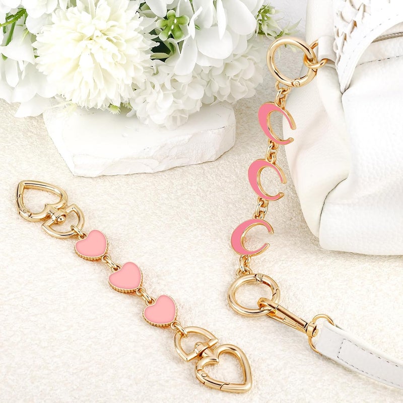 Tmtains ZLSPTK 2Pcs Bag Extender Chain Heart Moon Purse Strap Extenders for Handbags Purse Extender Chain Gold Purse Strap Replacement Pink Purse Accessories Bag Charms for Handbags Purse Making Supplies - Image 2